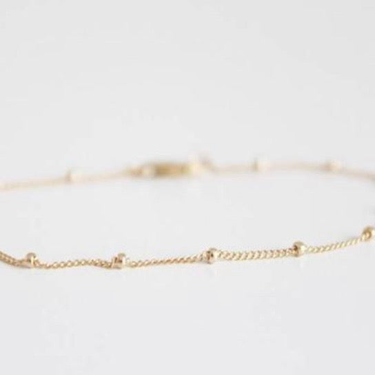 14k Gold Filled Beaded Chain Bracelet