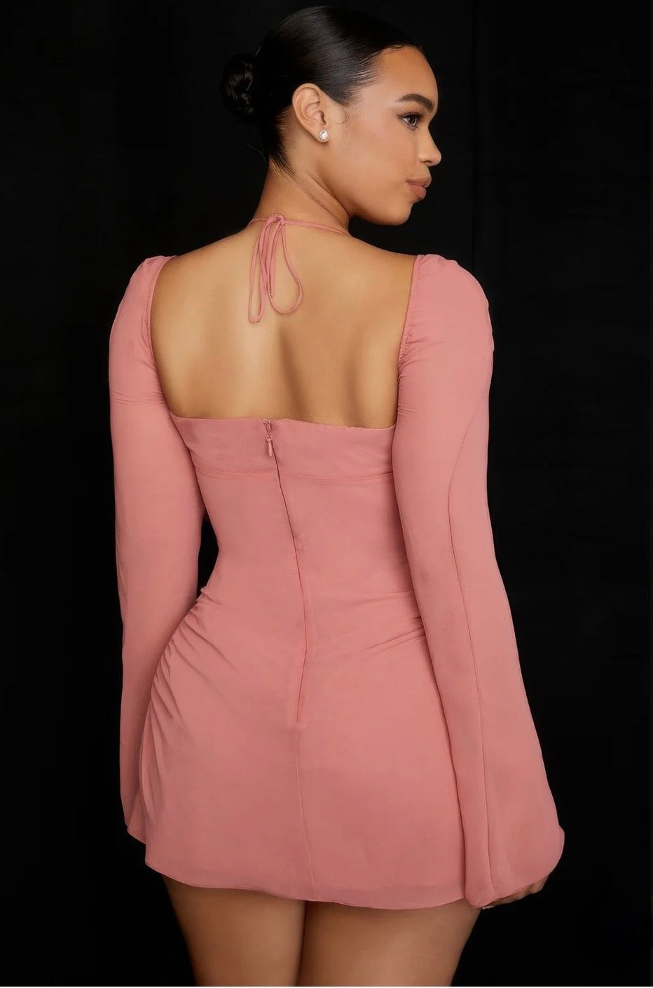 Long Sleeve Blush Mini Dress