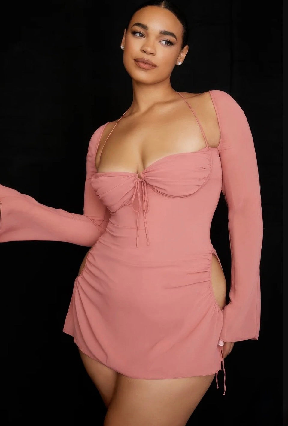 Long Sleeve Blush Mini Dress